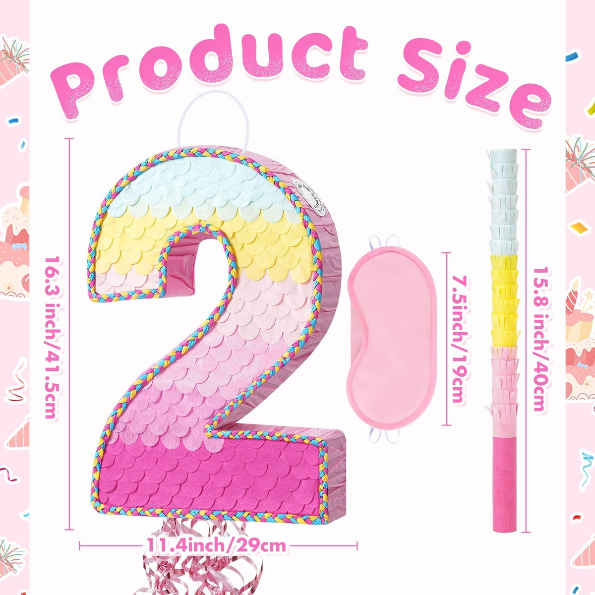 WERNNSAI Pink Two Piñata featuring a sturdy hanging loop for easy setup