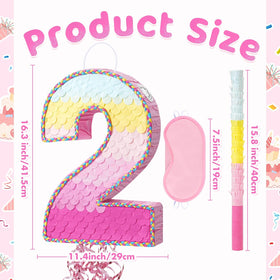 WERNNSAI Pink Two Piñata featuring a sturdy hanging loop for easy setup
