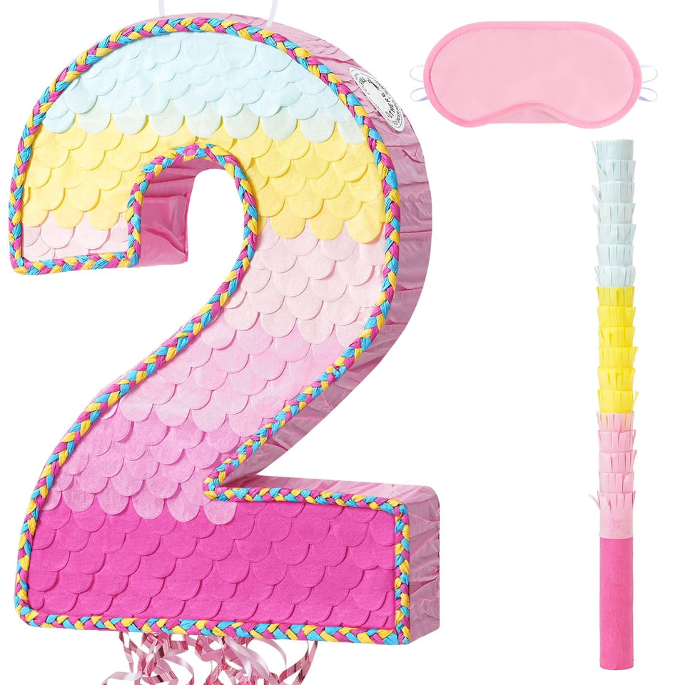 WERNNSAI Pink Sweet Two Piñata with ombré glow for a vibrant birthday backdrop