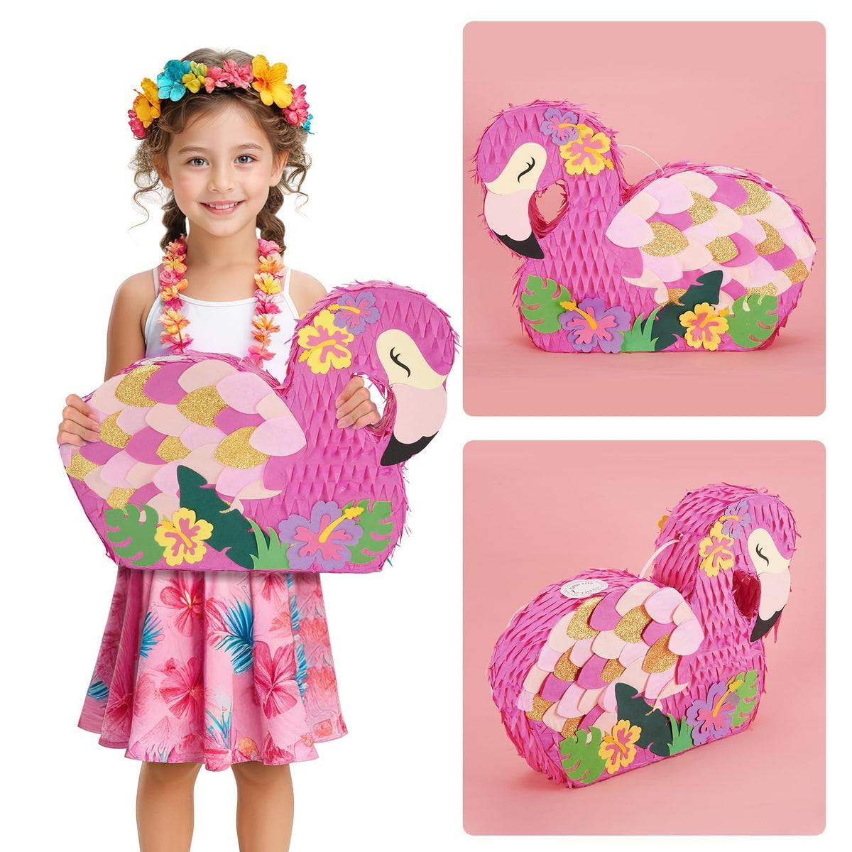 WERNNSAI Pink tropical decor set adds vibrant ambience.