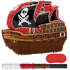 WERNNSAI pirate ship pinata hanging for easy setup and festive anticipation.