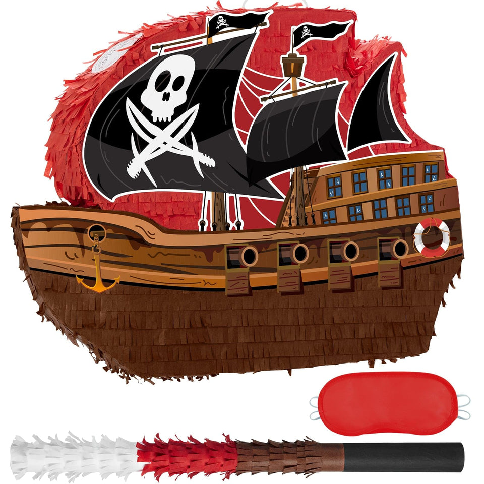 WERNNSAI pirate ship pinata hanging for easy setup and festive anticipation.