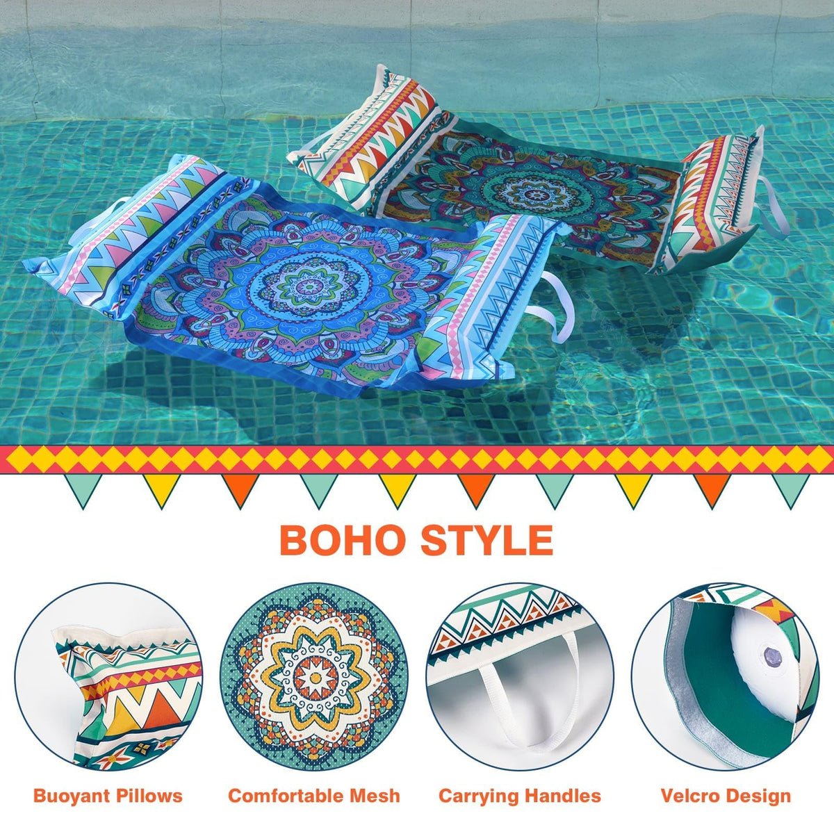WERNNSAI pool float with durable fabric at head and foot for longevity