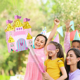 WERNNSAI Princess Castle Piñata with bat and blindfold included for family game