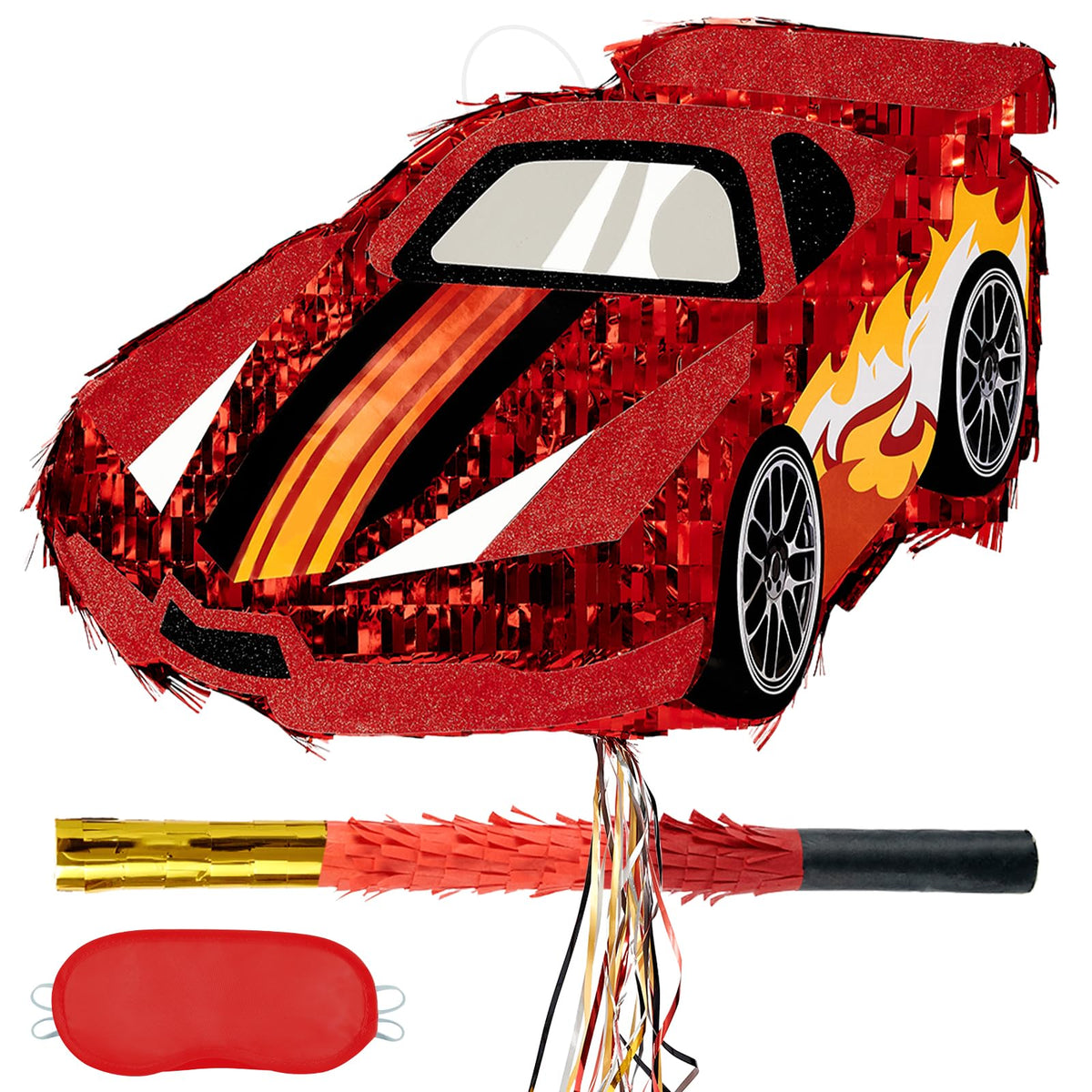 WERNNSAI race car pinata red front view, a bold centerpiece for a themed party.