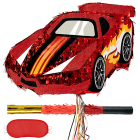 WERNNSAI race car pinata red front view, a bold centerpiece for a themed party.