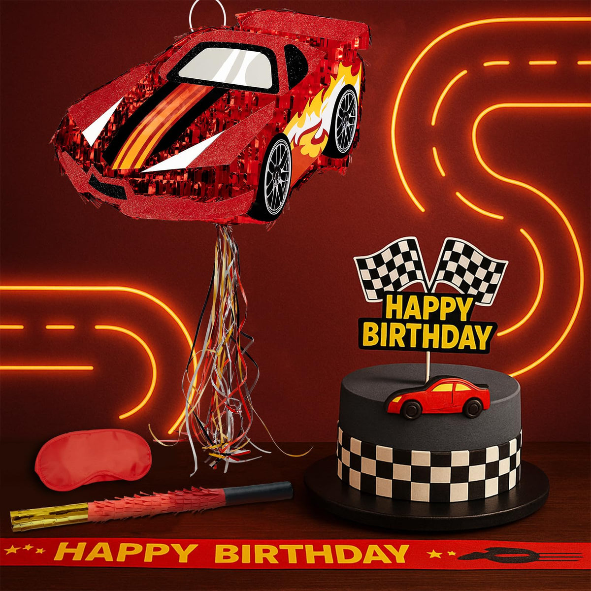 WERNNSAI race car pinata side view, enhances party decor with motion-inspired styling.