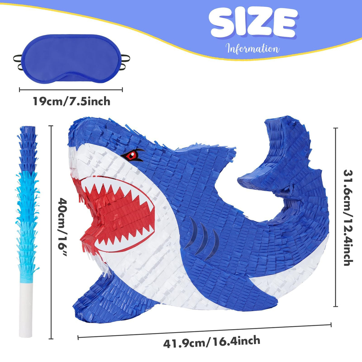 WERNNSAI shark pinata hanging loop and pre made hole for easy filling.