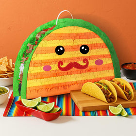 WERNNSAI Taco Pinata grin close-up adds fun and anticipation to celebrations.