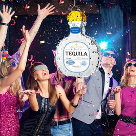 WERNNSAI Tequila Bottle Piñata on a party table ready for setup.