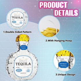 WERNNSAI Tequila Bottle Piñata size 11.7 x 16.5 inches, balanced display.