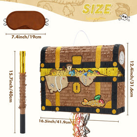 WERNNSAI Treasure Chest Pinata with gold detailing, enhances pirate party visuals.
