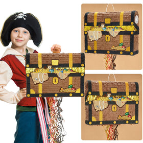 WERNNSAI Treasure Chest Pinata top fill hole for easy loading.