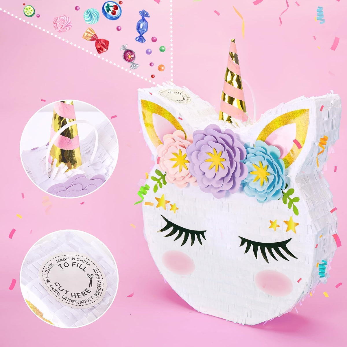 WERNNSAI Unicorn Piñata blindfold helps guests join the playful challenge safely.