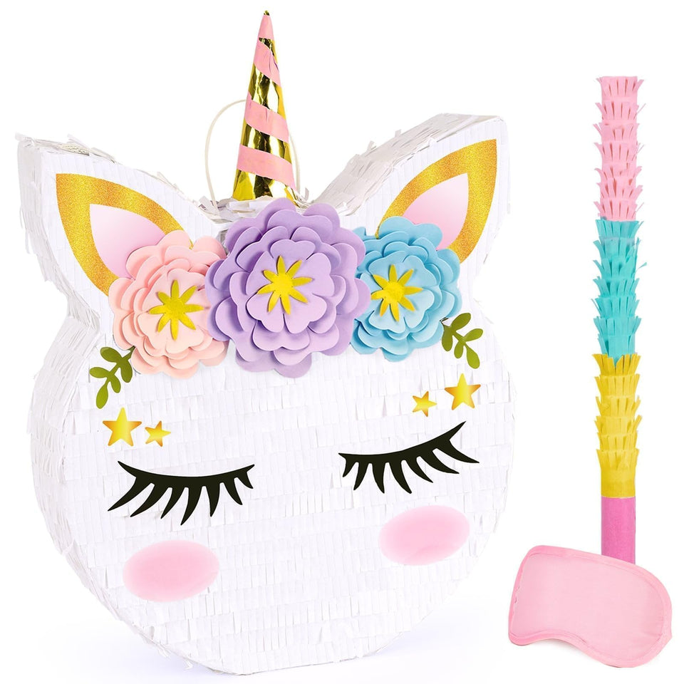 WERNNSAI Unicorn Piñata hanging setup shows ready-to-use party centerpiece and game-ready height.