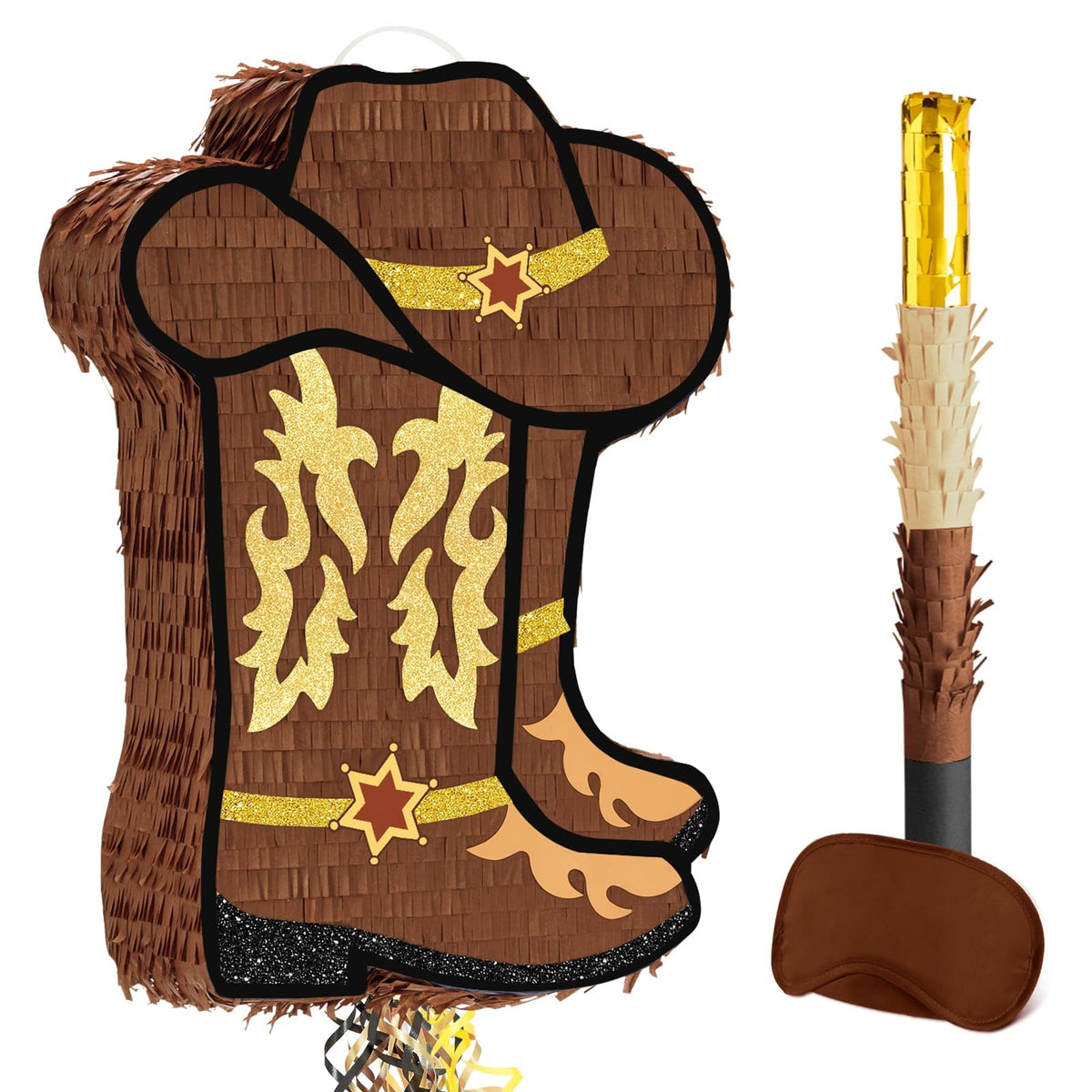 WERNNSAI Western cowgirl boot pinata hanging for lively rodeo themed parties