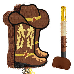 WERNNSAI Western cowgirl boot pinata hanging for lively rodeo themed parties