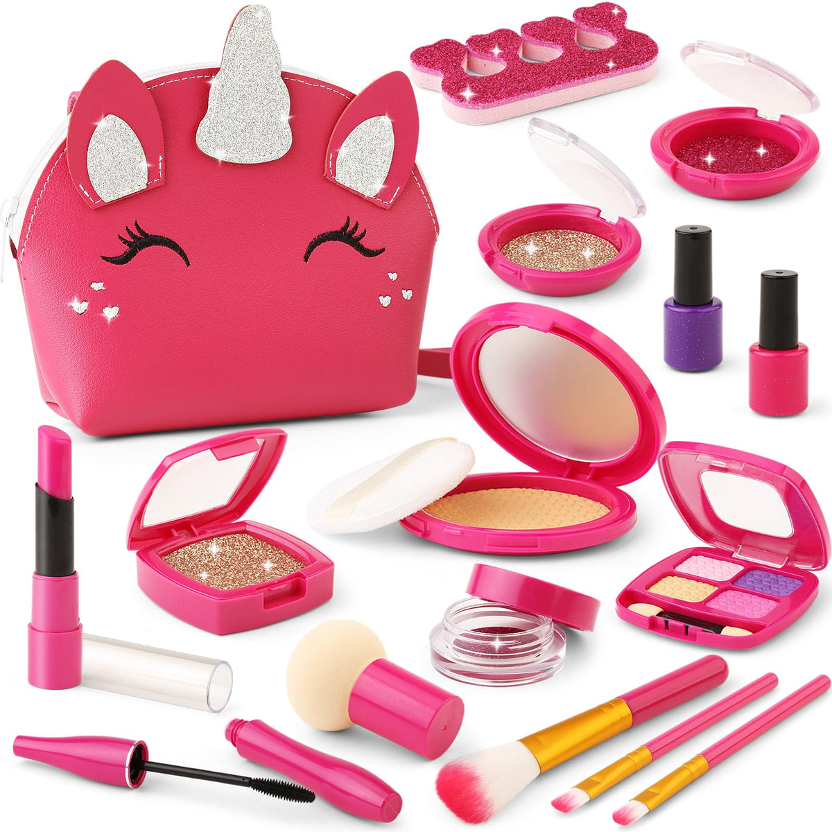 WESAYEE toddler makeup kit with unicorn purse ready for pretend play
