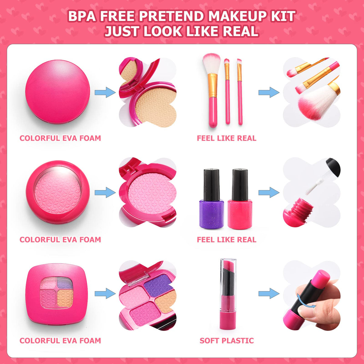 WESAYEE toddler purse lipstick-nail-polish, child safety inspired props for pretend play
