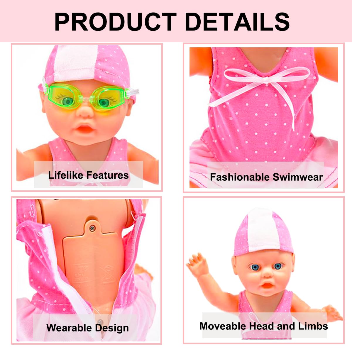 WesGen auto-swim doll activates on water contact for hands-free fun