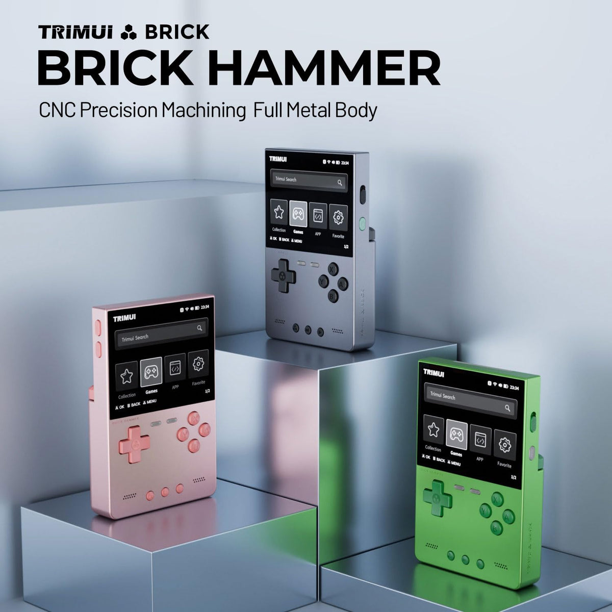 WESICH Trimui Brick Hammer compact handheld with 3000mAh battery for hours of play