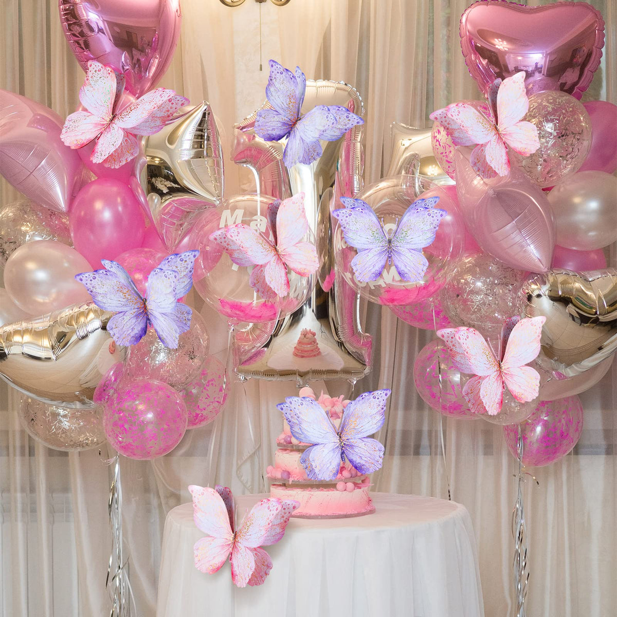 Wesiti 3D butterfly inserts create a dimensional table decor effect.