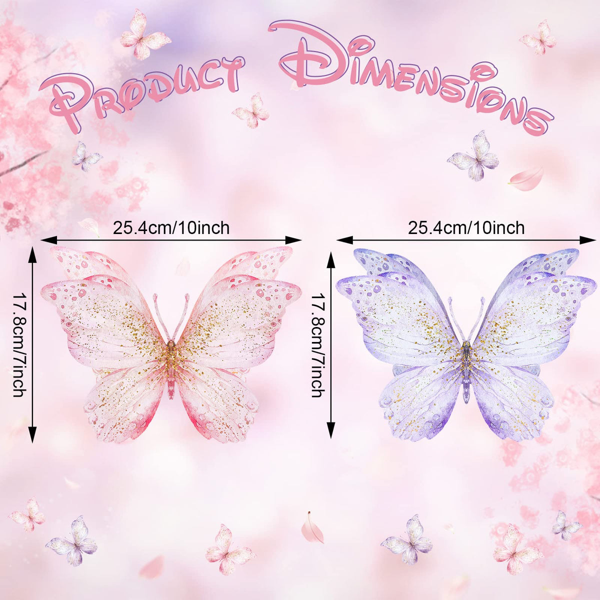 Wesiti 10x7 inch pink purple butterfly centerpieces for weddings and baby showers.