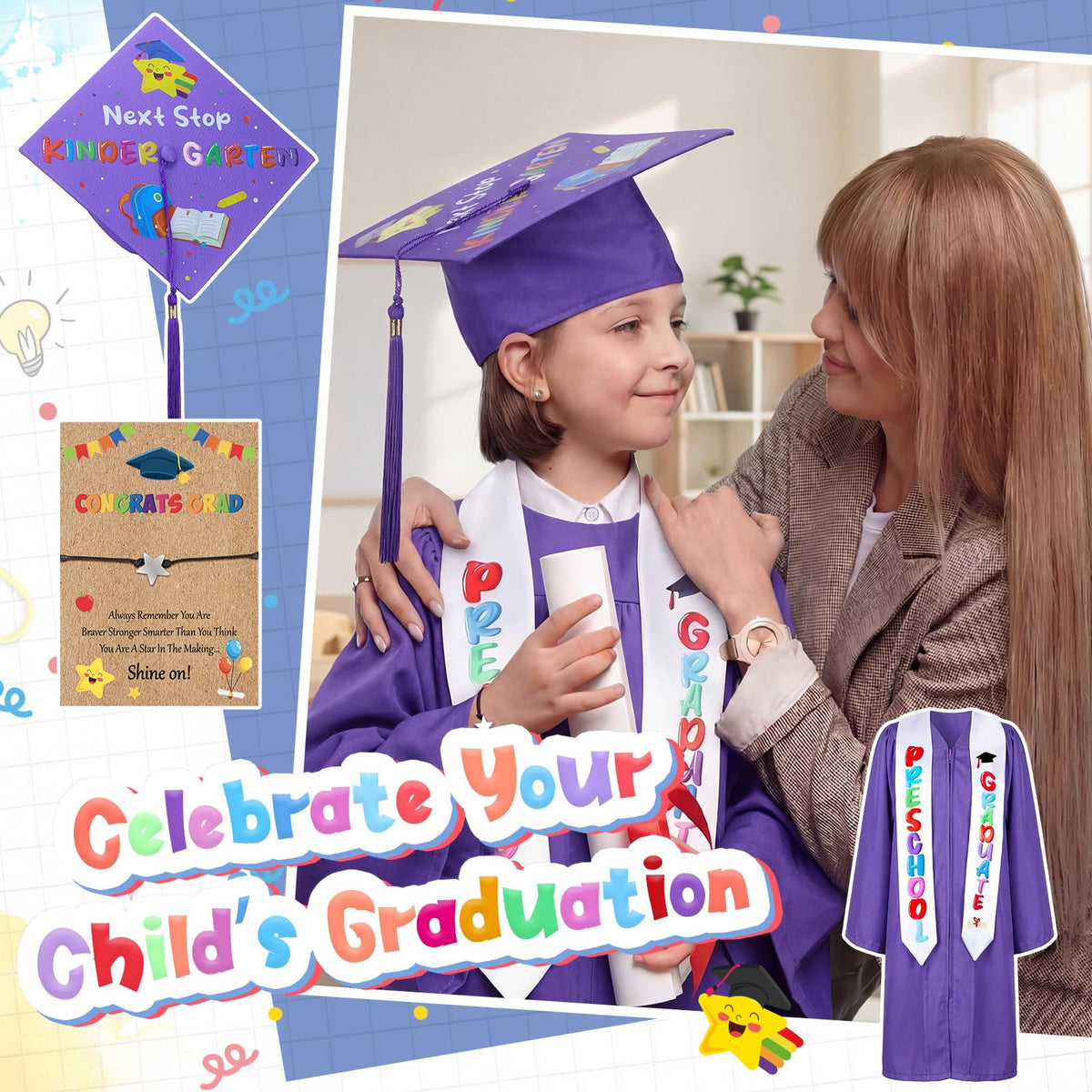 Wesiti gift-set-packaging includes cap, gown, stole and certificate for a ready-to-give celebration.