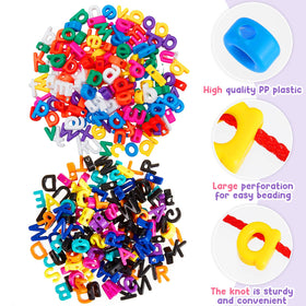 Wesiti alphabet beads with ropes to develop dexterity and focus during threading