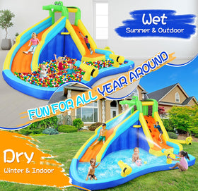 Wesoky 8-in-1 inflatable water slide side view for outdoor entertainment.