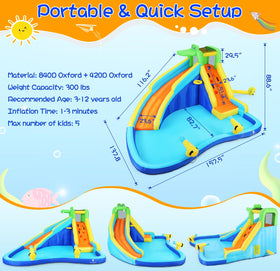 Wesoky water slide built-in basketball frame for mini games.