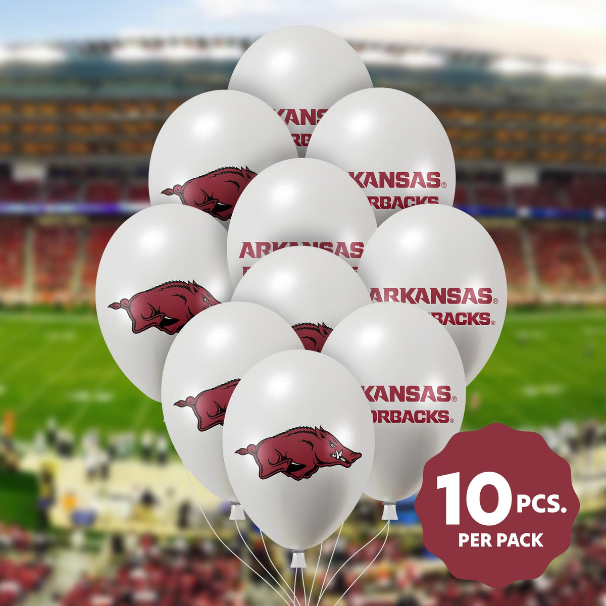 Westrick 10-pack Arkansas balloons offer ample decor for parties and gatherings.