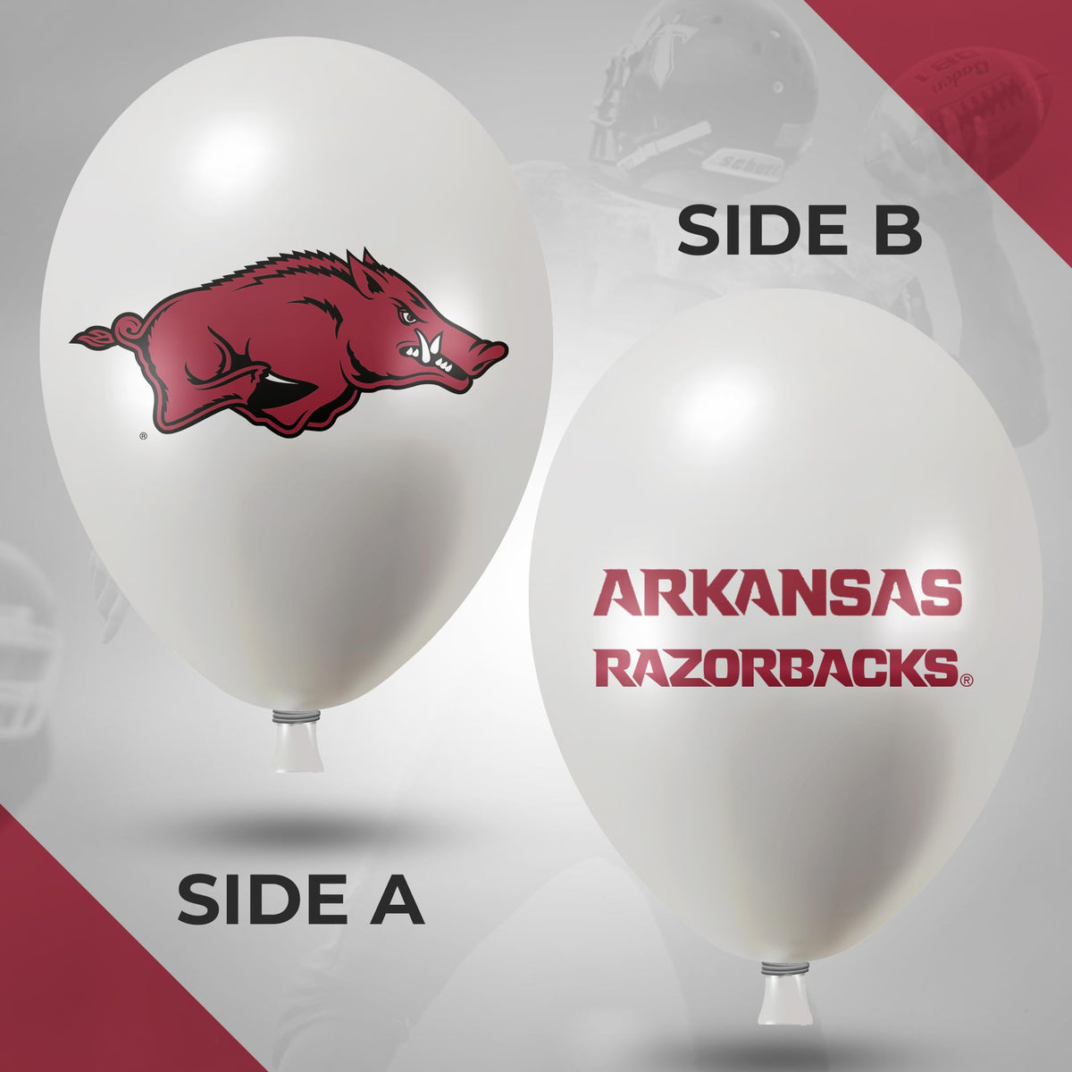 Westrick Arkansas Razorbacks licensed balloons, 11-inch, display official logos for authentic game-day decor.