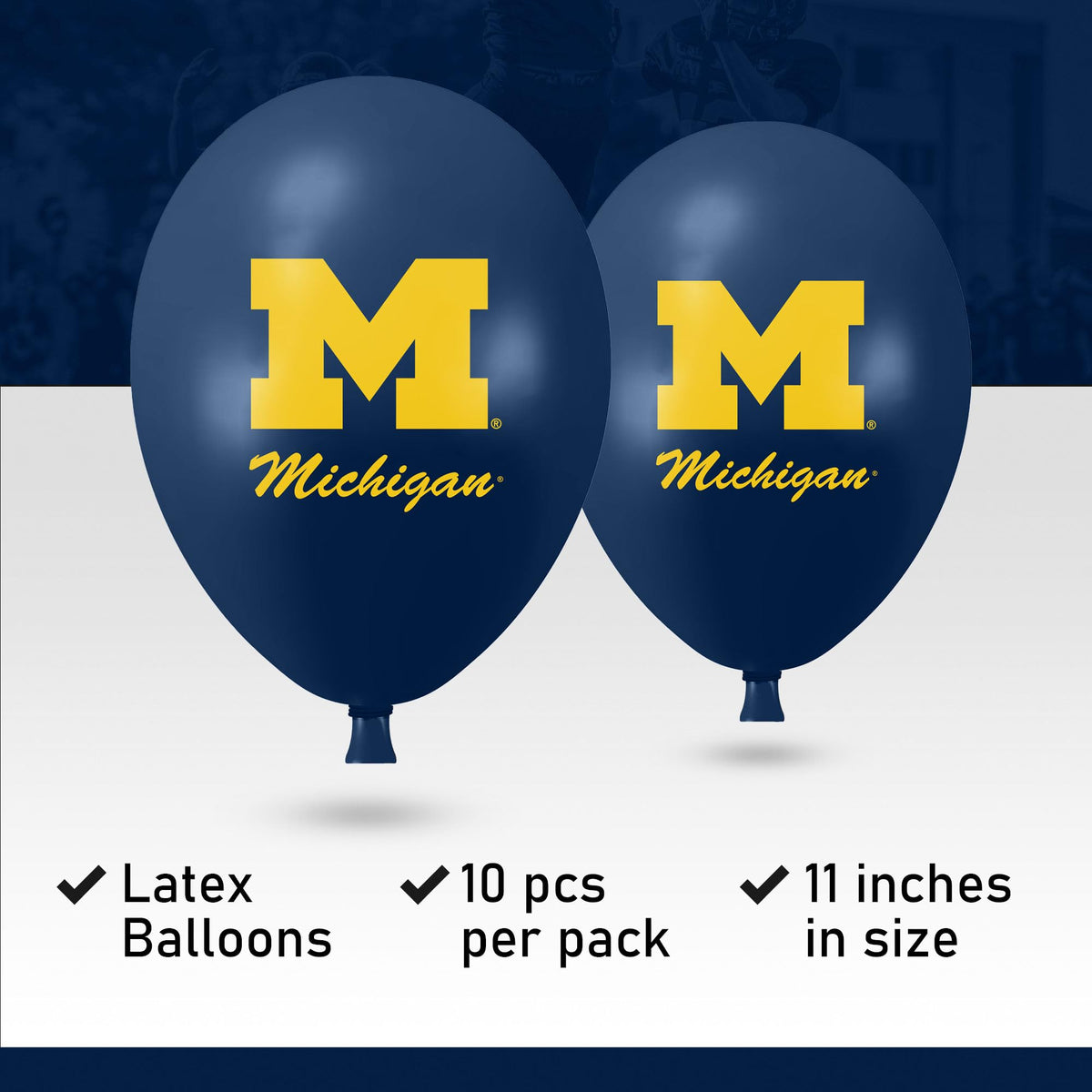Officially licensed Wolverines logos on Westrick balloons for fan pride.