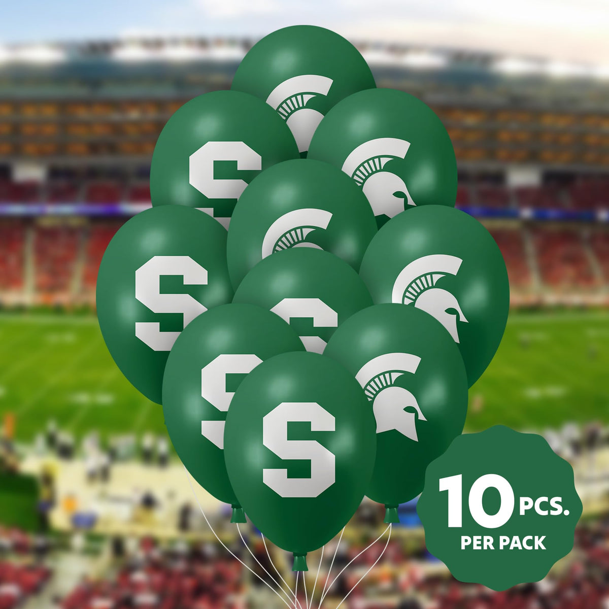 Westrick officially licensed MSU logo balloon, back view highlights branding.