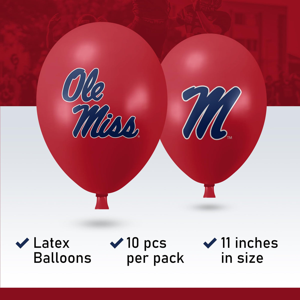 Westrick Ole Miss balloons 11-inch size ideal for vibrant tailgate setups.