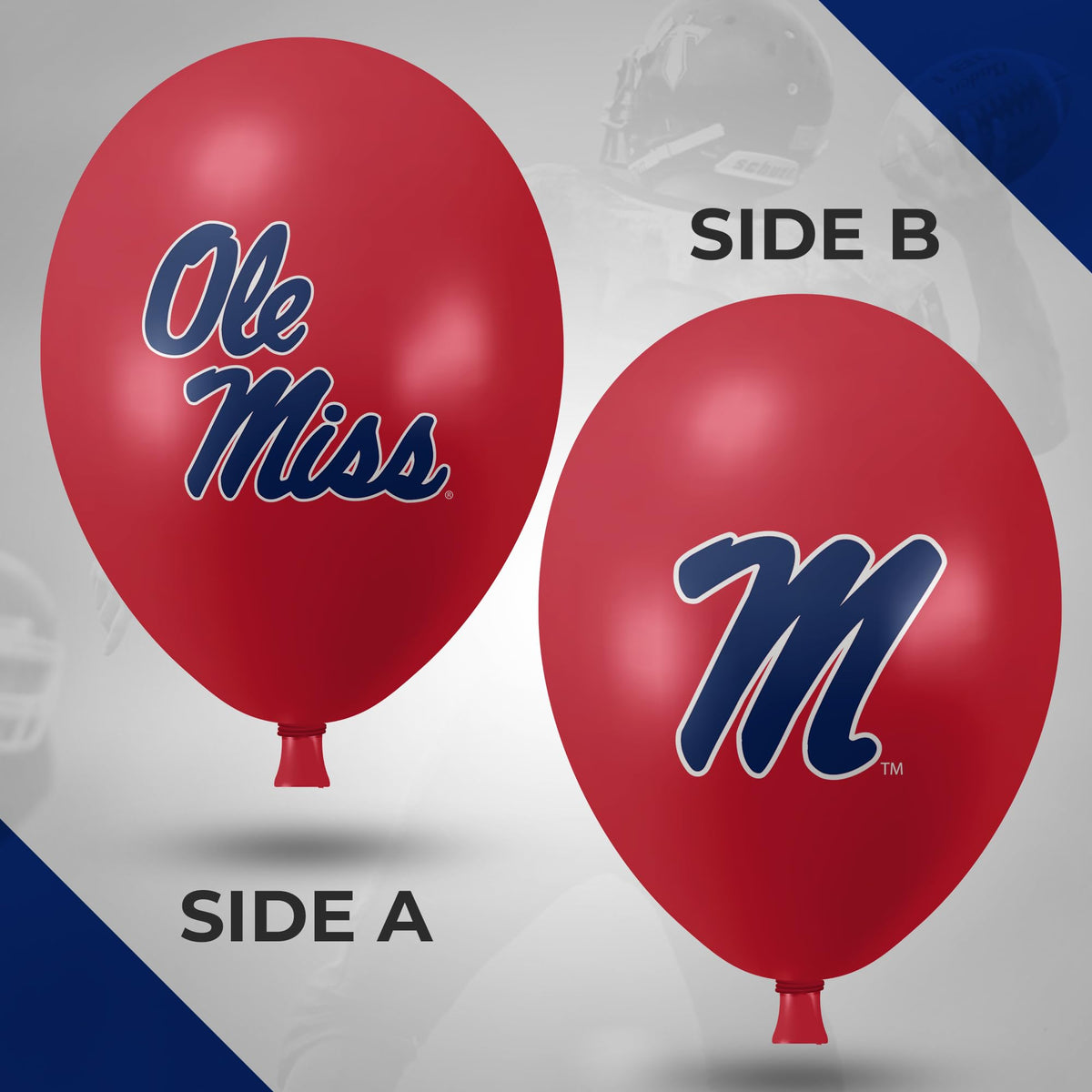 Westrick Ole Miss balloons official logos emphasize team pride from all angles.