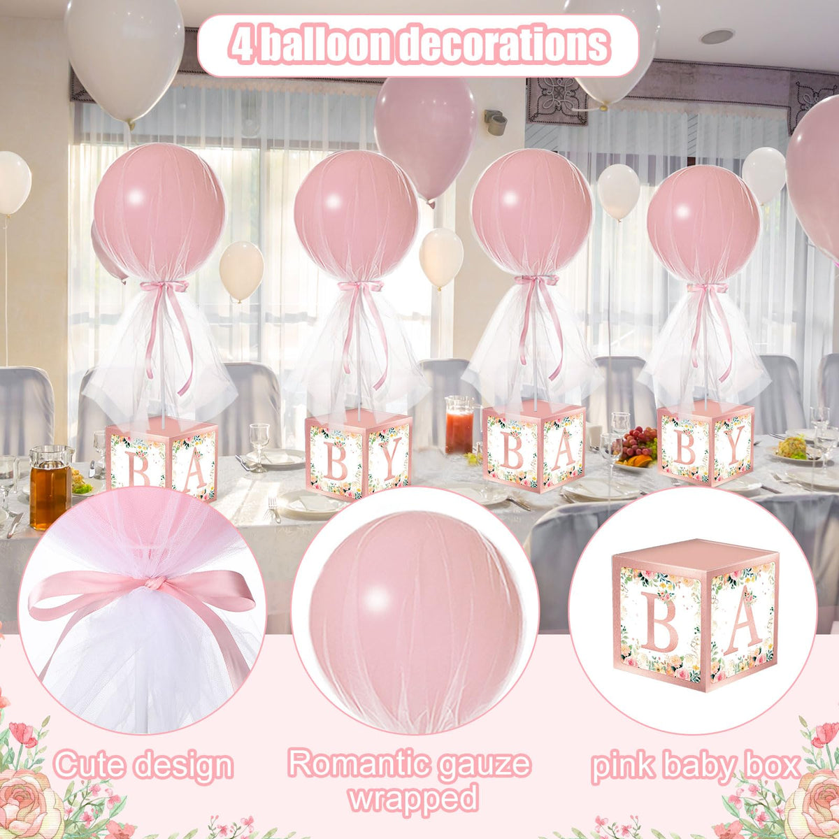 Wettarn 24-inch pink balloon centerpiece creates a striking table focal point
