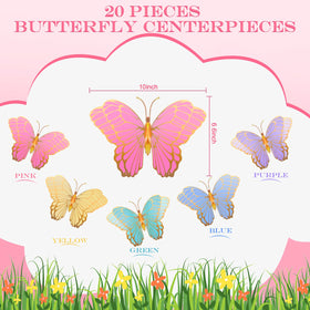Wettarn 3D butterfly decorations in gold create a premium focal point.