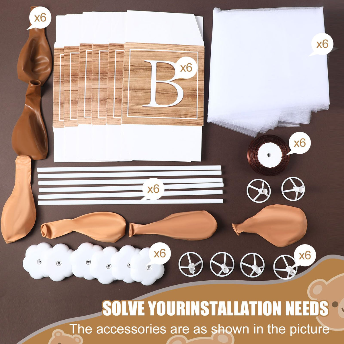 Wettarn brown bear themed balloons enhance gender reveal or baby shower.
