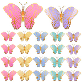 Wettarn butterfly centerpieces 3D gold-green on tables, adding shimmering elegance to festive events.