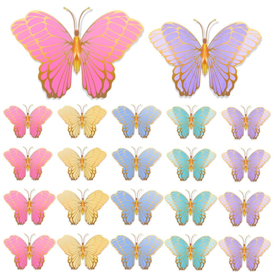 Wettarn butterfly centerpieces 3D gold-green on tables, adding shimmering elegance to festive events.