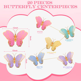 Wettarn butterfly centerpieces 3D gold-yellow, bright accents for birthdays and celebrations.