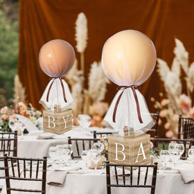 Wettarn centerpiece set ties the decor together for weddings and birthdays.