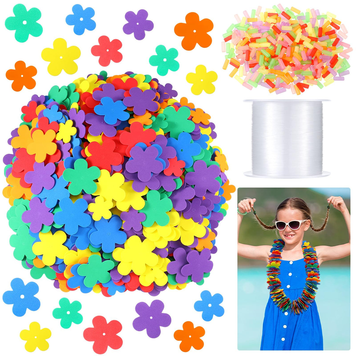Wettarn foam flowers close-up for vibrant leis and easy crafting