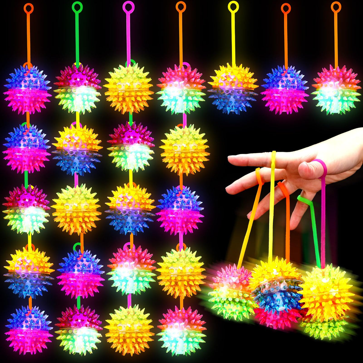 Wettarn light-up spiky ball 2.56-inch glow on impact for kids.