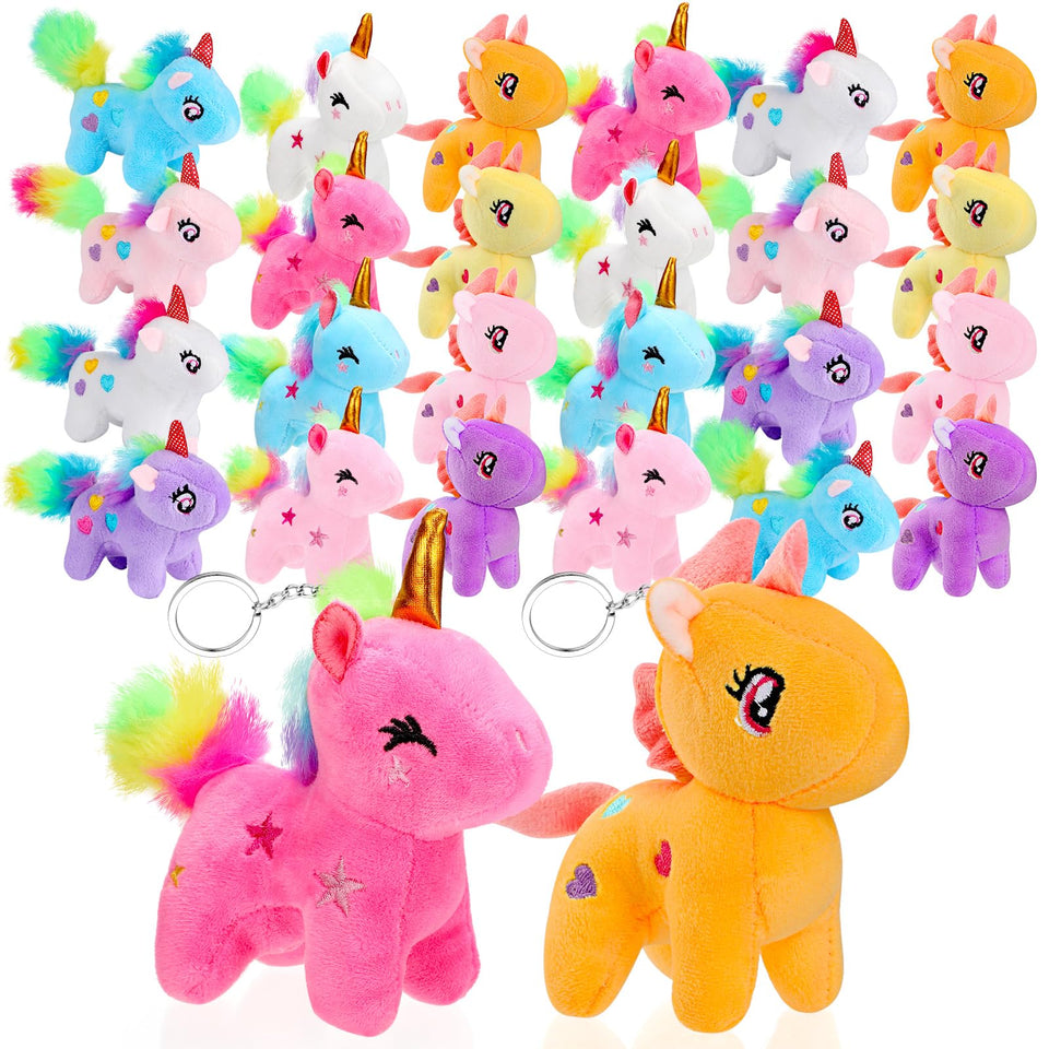Wettarn mini unicorn plush keychain set in vibrant colors, perfect as bag charms.