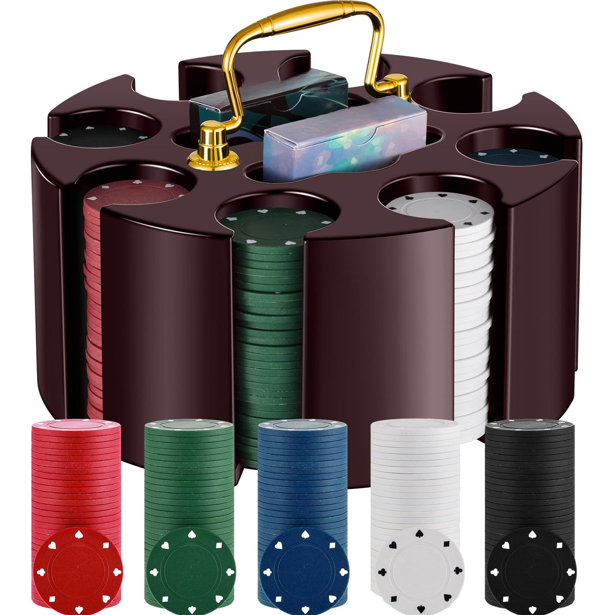 Wettarn poker chips carousel with 200 chips for organized play