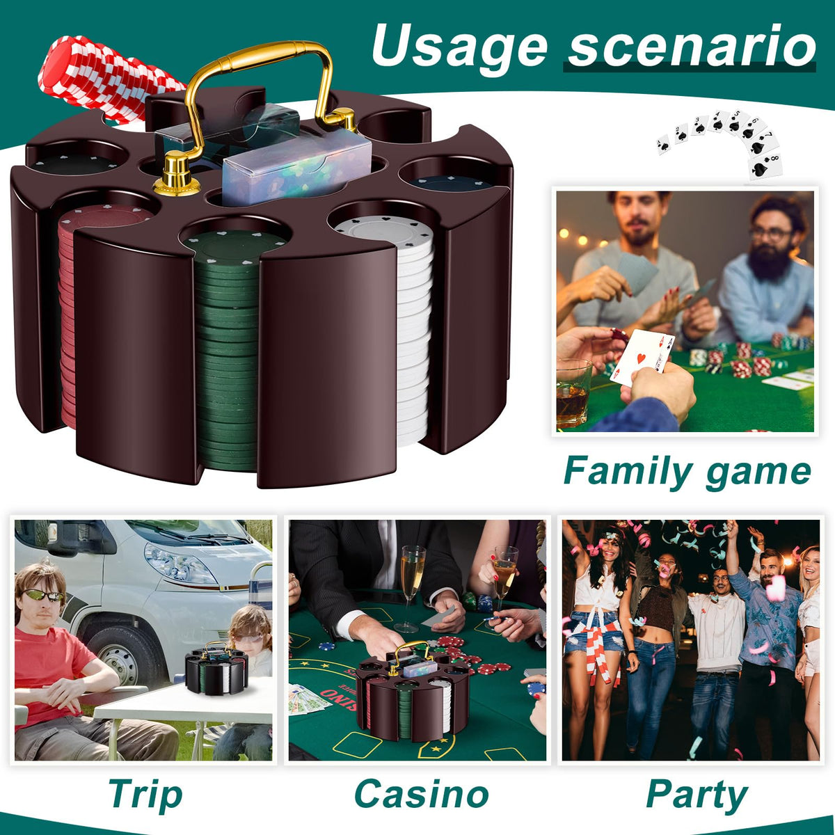 Wettarn five-color poker chip set for fast stake recognition