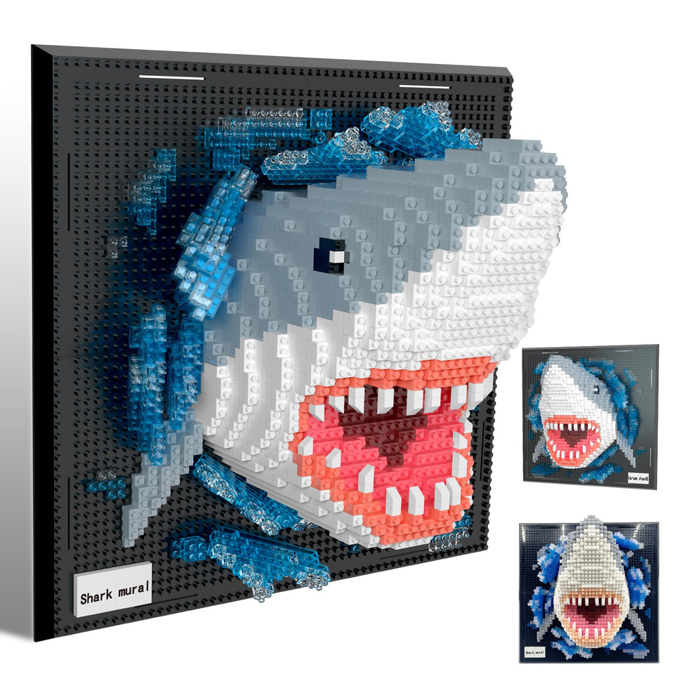 WEUYUIAF Shark Mural assembled wall art for stylish room decor and conversation-worthy display
